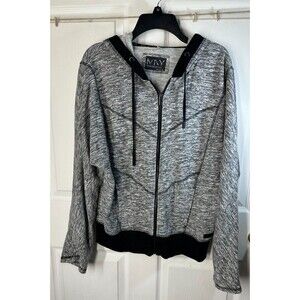 Marc New York Performance Zip Hoodie Women's Sz L Black Space Dye Roll-Up Sleeve